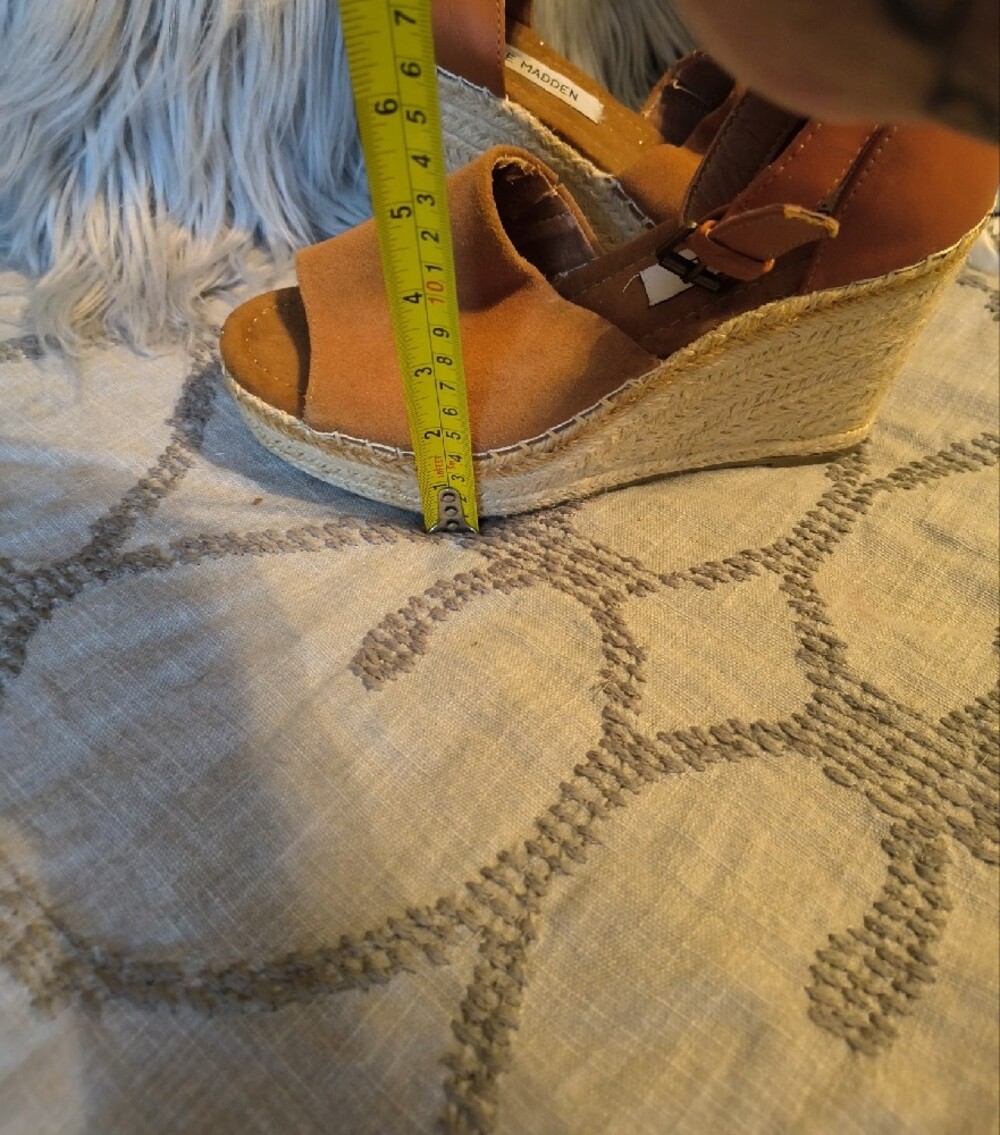 Steve Madden Copper Suede Espadrille Wedge Sandals with Ankle Strap - Picture 13 of 16